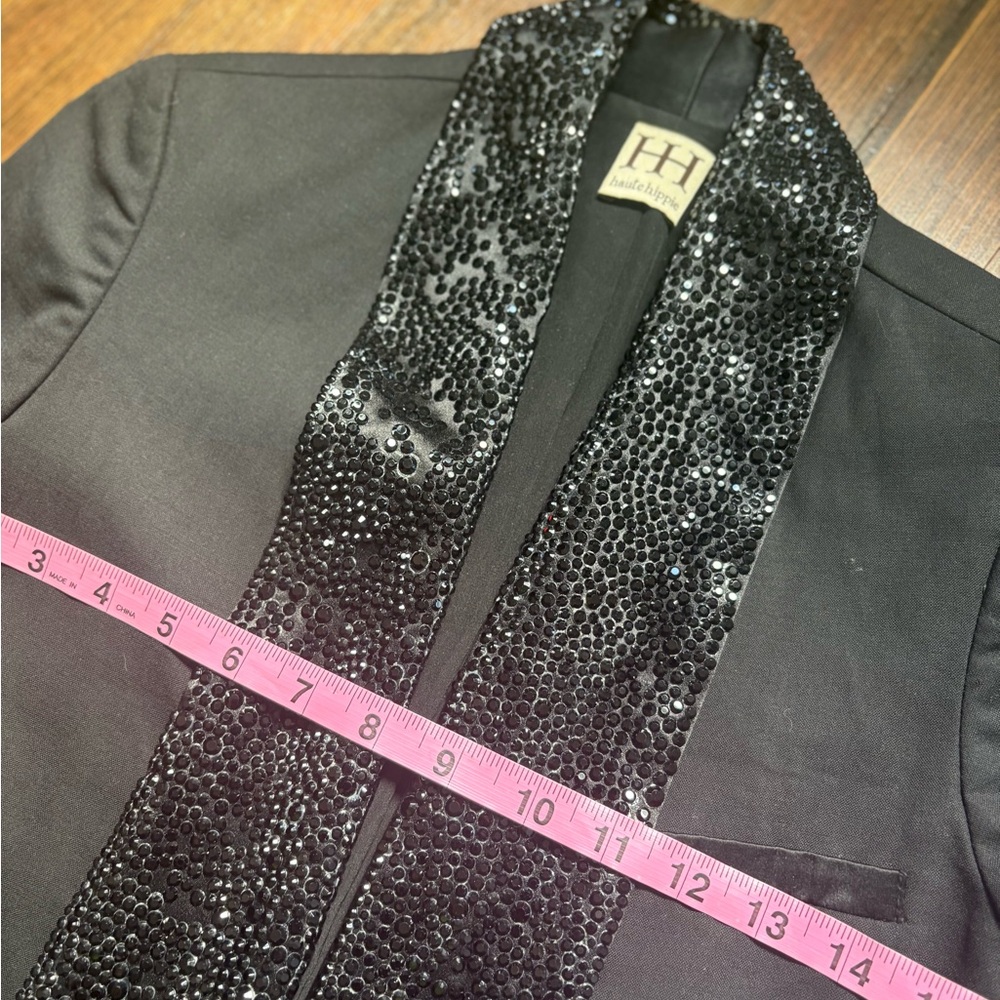 Haute Hippie Tuxedo Style Jacket With Black Diamantes - Picture 9 of 10